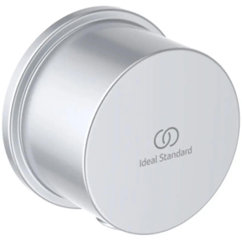 Wandanschlussbogen in silberner Ausführung mit Logo von Ideal Standard, geeignet für Brauseschläuche mit G1/2-Anschluss.